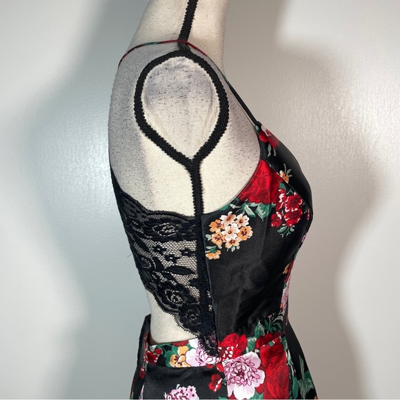 B.Smart Black Red Green Floral Sweetheart Neck Spaghetti Strap Party Dress 9 - Picture 8 of 12